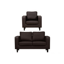 Box Brown Leather 2+1 Seater Sofa Set
