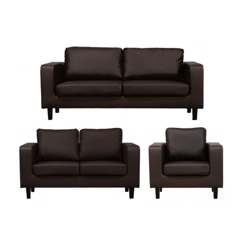 Box Brown Leather 3+2+1 Seater Sofa Set