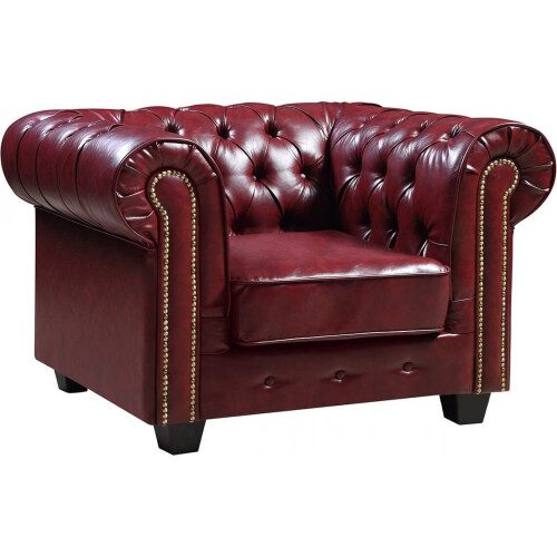 Chesterfield Red Leather Antique Armchair