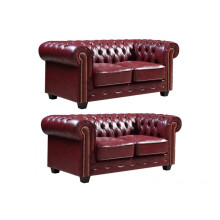 Chesterfield Red Leather Antique 2+2 Seater Sofa Set