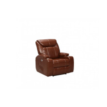 Cinema Tan Electric Leather Recliner Armchair With Two Cup Holders