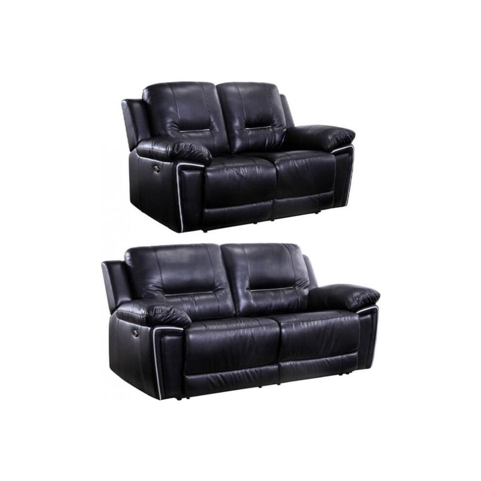 Henry Black Leather Electric Recliner 3+1 Seater Sofa Set