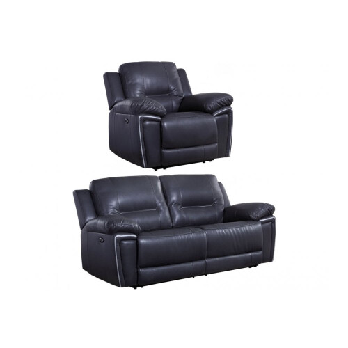 Henry Grey Leather Electric Recliner 2+1 Seater Sofa Set