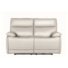 Turin Genuine Leather Chalk Electric Power Recliner 2 Seater Sofa