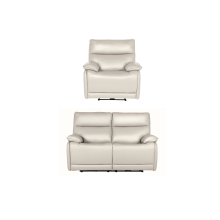 Turin Genuine Leather Chalk Electric Power Recliner 2+1 Seater Sofa Set
