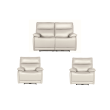 Turin Genuine Leather Chalk Electric Power Recliner 2+1+1 Seater Sofa Set