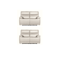 Turin Genuine Leather Chalk Electric Power Recliner 2+2 Seater Sofa Set