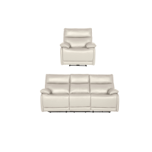 Turin Genuine Leather Chalk Electric Power Recliner 3+1 Seater Sofa Set