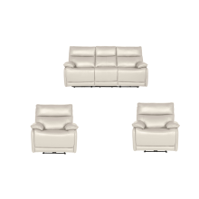 Turin Genuine Leather Chalk Electric Power Recliner 3+1+1 Seater Sofa Set