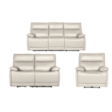 Turin Genuine Leather Chalk Electric Power Recliner 3+2+1 Seater Sofa Set