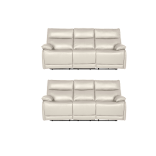 Turin Genuine Leather Chalk Electric Power Recliner 3+3 Seater Sofa Set