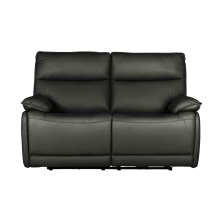 Turin Genuine Leather Grey Electric Power Recliner 2 Seater Sofa