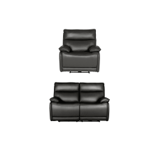 Turin Genuine Leather Grey Electric Power Recliner 2+1 Seater Sofa Set