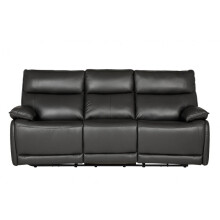 Turin Genuine Leather Grey Electric Power Recliner 3 Seater Sofa