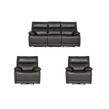 Turin Genuine Leather Grey Electric Power Recliner 3+1+1 Seater Sofa Set
