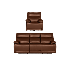 Turin Genuine Leather Saddle Electric Power Recliner 3+1 Seater Sofa Set