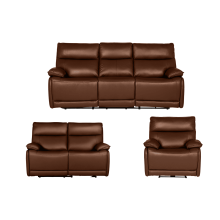 Turin Genuine Leather Saddle Electric Power Recliner 3+2+1 Seater Sofa Set