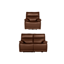 Turin Genuine Leather Saddle Electric Power Recliner 2+1 Seater Sofa Set