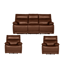 Turin Genuine Leather Saddle Electric Power Recliner 3+1+1Seater Sofa Set