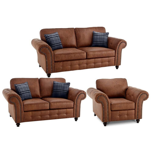 Oakland Tan Suede 3+2+1 Seater Sofa Set