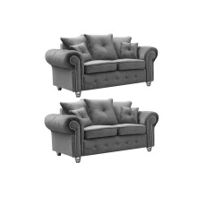 Olympia Grey Fabric Velvet 2+2 Seater Sofa Set