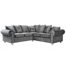 Olympia Grey Fabric Velvet Corner Sofa