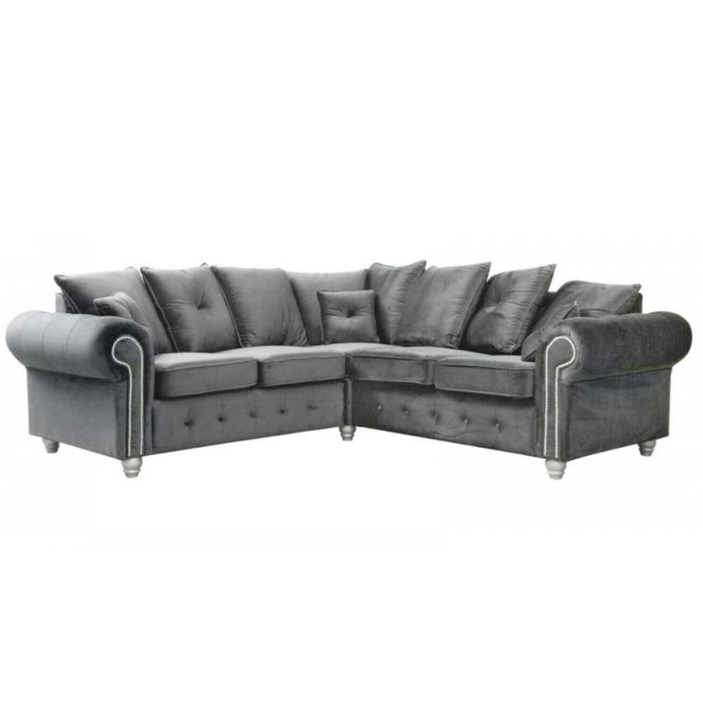 Olympia Grey Fabric Velvet Corner Sofa