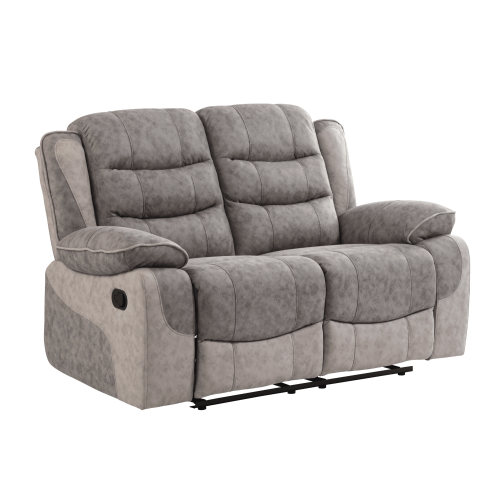 Paige Grey & Light Grey Fabric Recliner 2 Seater Sofa