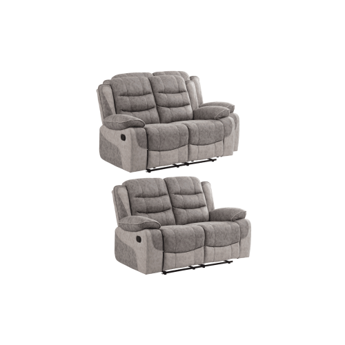 Paige Grey & Light Grey Fabric Recliner 2+2 Sofa Set