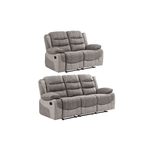 Paige Grey & Light Grey Fabric Recliner 3+2 Sofa Set