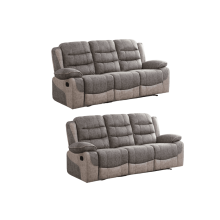 Paige Grey & Light Grey Fabric Recliner 3 +3 Seater Sofa Set