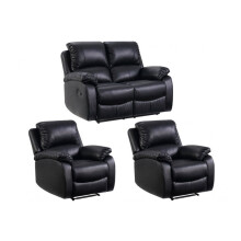 Roma Black Leather Recliner 2+1+1 Sofa Set