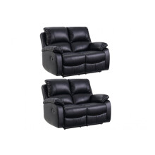 Roma Black Leather Recliner 2+2 Sofa Set