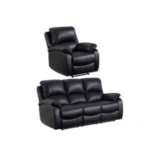 Roma Black Leather Recliner 3+1 Sofa Set