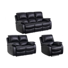 Roma Black Leather Recliner 3+2+1 Sofa Set