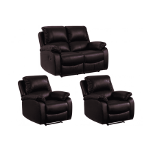 Roma Brown Leather Recliner 2+1+1 Seater Sofa Set