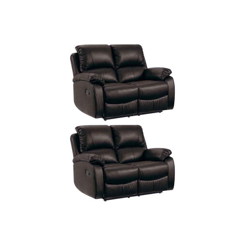 Roma Brown Leather Recliner 2+2 Seater Sofa Set