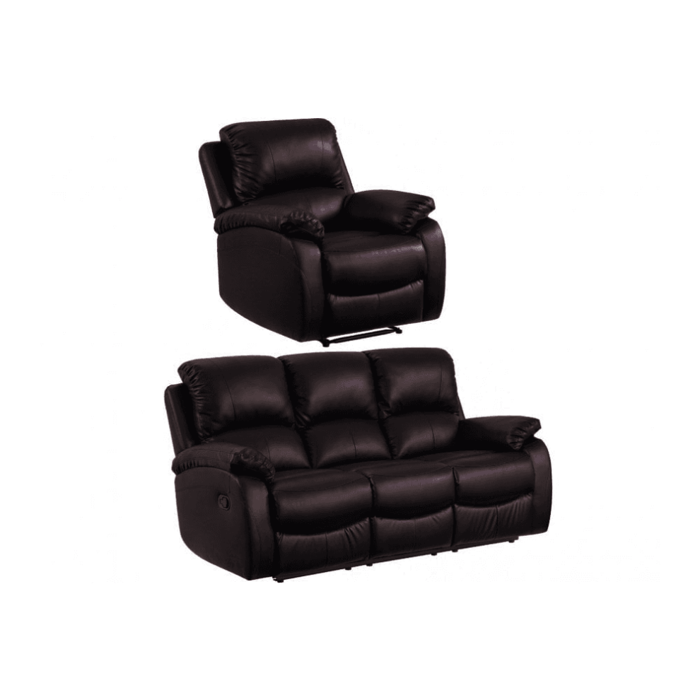Roma Brown Leather Recliner 3+1 Seater Sofa Set