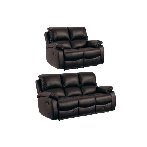 Roma Brown Leather Recliner 3+2 Seater Sofa Set
