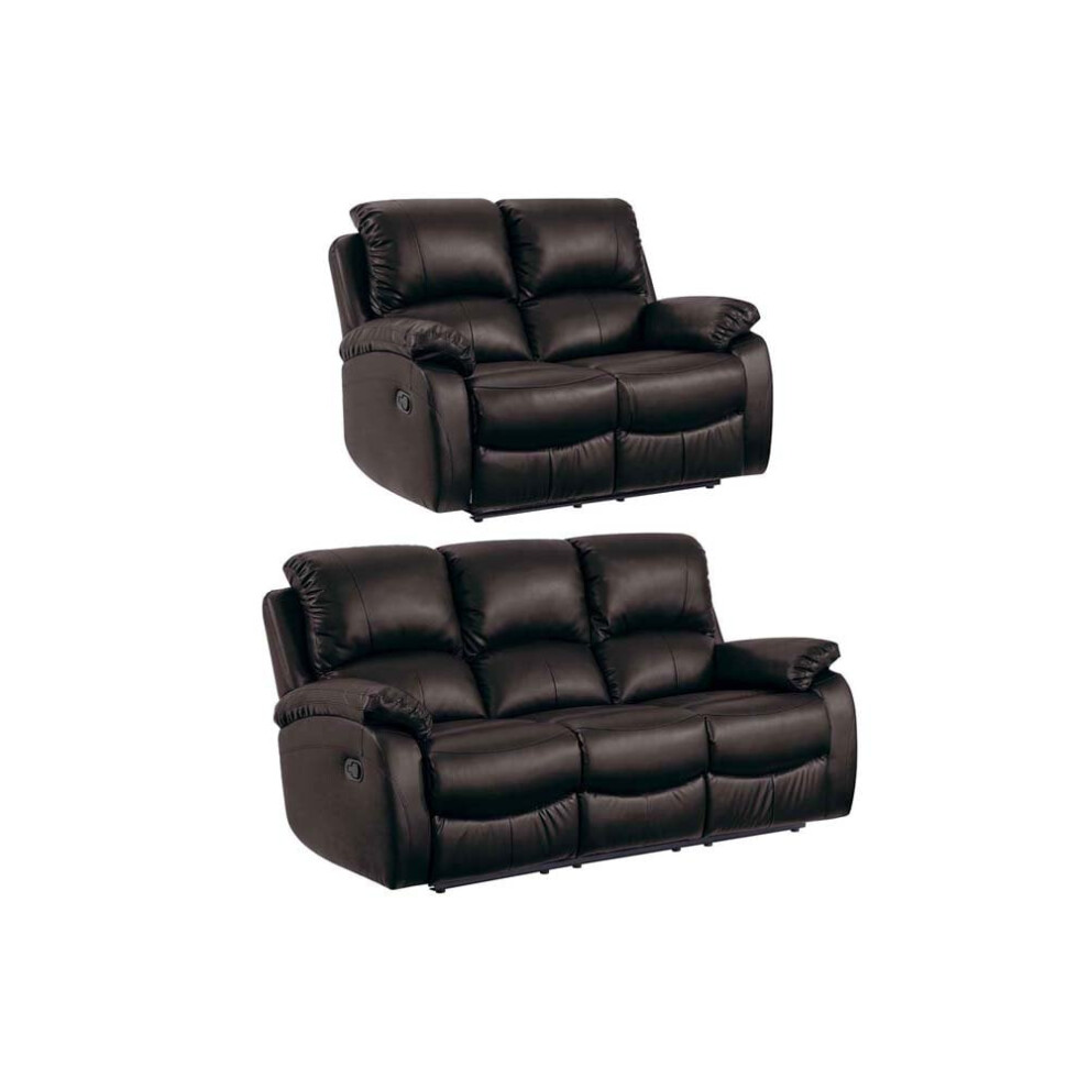 Roma Brown Leather Recliner 3+2 Seater Sofa Set