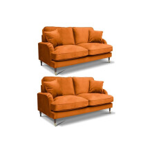 Rupert Burnt Orange Velvet 2+2 Seater Sofa Set