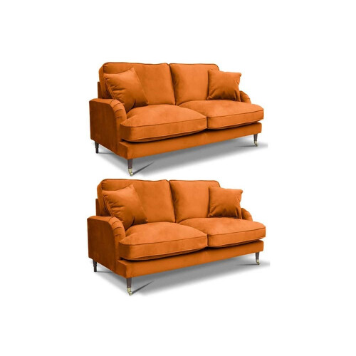 Rupert Burnt Orange Velvet 2+2 Seater Sofa Set