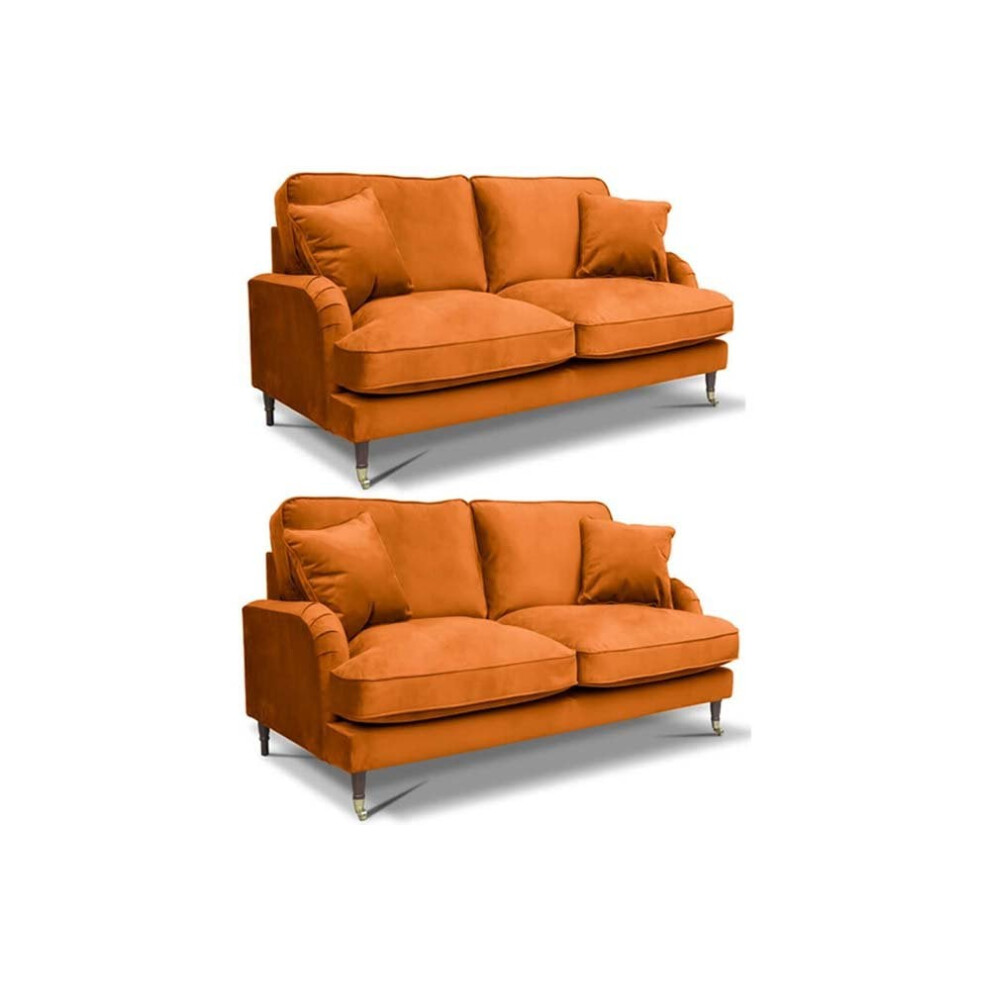 Rupert Burnt Orange Velvet 2+2 Seater Sofa Set