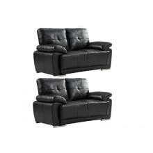 Sienna Black Leather Contemporary 2+2 Seater Sofa Set