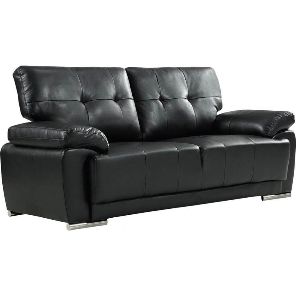 Sienna Black Leather 3 Seater Sofa Sofa