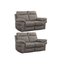 Tanya Brown Fabric Electric Recliner 2+2 Seater Sofa Set