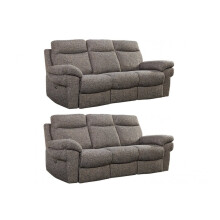 Tanya Brown Fabric Electric Recliner 3+3 Seater Sofa Set