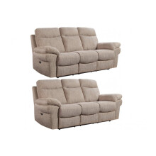 Tanya Beige Fabric Electric Recliner 3+3 Seater Sofa Set