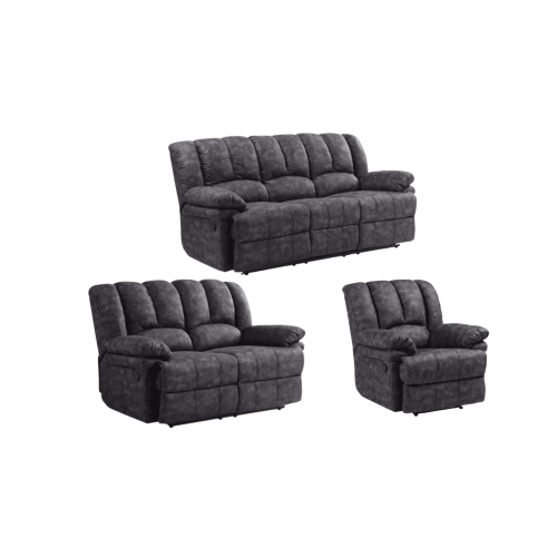 Torino Grey Fabric Recliner 3+2+1 Sofa Set