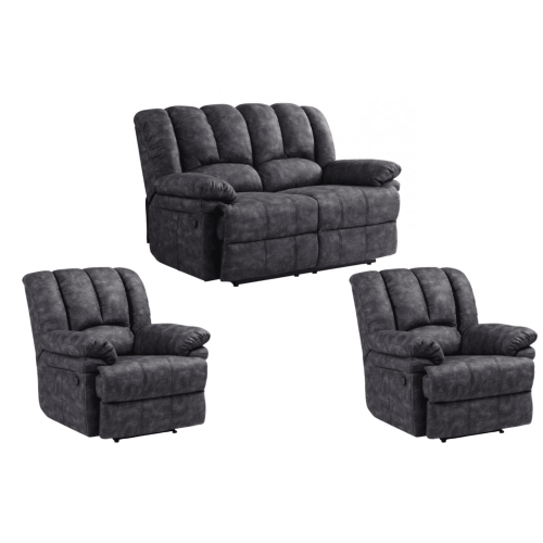 Torino Grey Fabric 2+1+1 Seater Recliner Sofa Set
